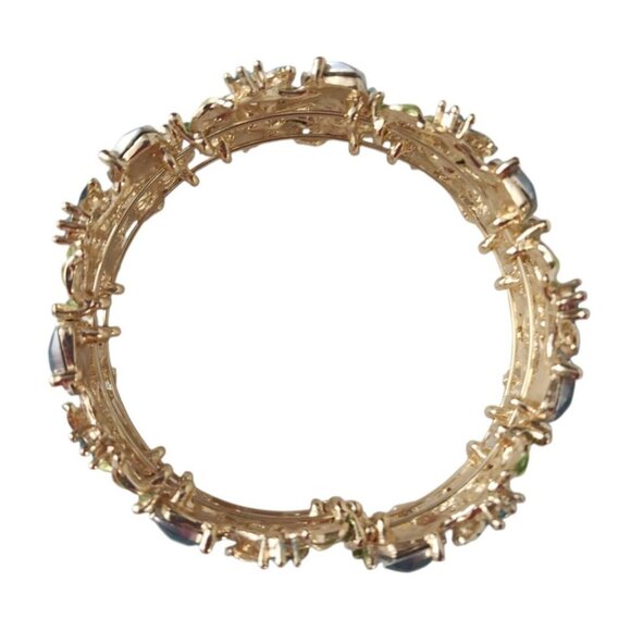 Turquoise Hearts and Flowers Hinged Cuff Bracelet - Picture 5 of 7